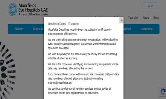 Moorfields Eye Hospital in Dubai subject to “IT security incident”