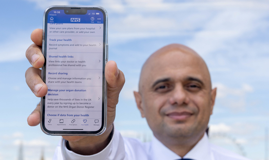 Health Secretary Sajid Javid uses NHS App